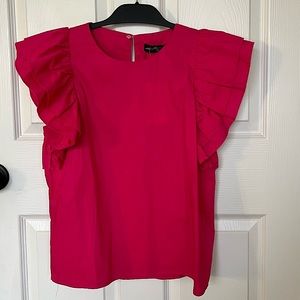 NWT Pink Cotton Poplin Flutter Sleeve Top- Small